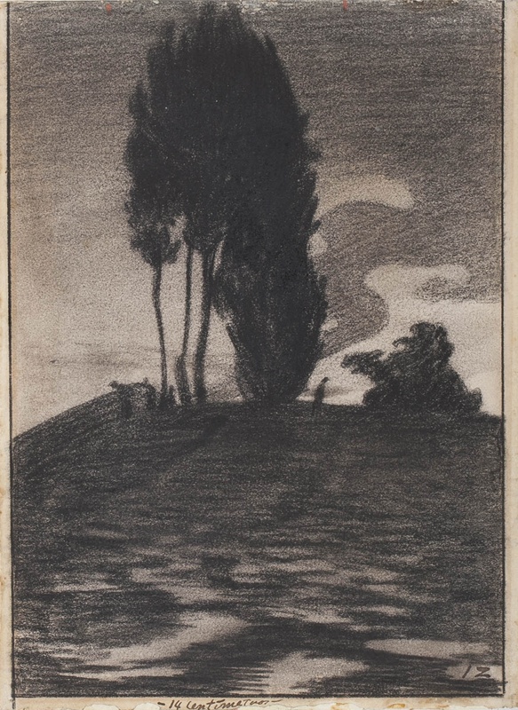 Cim amb xipresos, al capvespre, de Ignacio Zuloaga Zabaleta
Fiesole, 1894
Dibuix al llapis carbó sobre paper
Museu del Cau Ferrat, Sitges. Col. Santiago Rusiñol