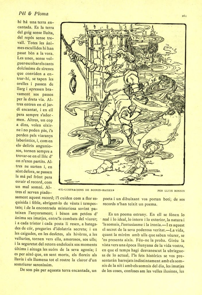D'Ors, Eugeni. (1902) «Boires-baixes. Poema den Joseph M. Roviralta i den Lluís Bonnin»,
a: Pèl & Ploma, núm. 85, (febrer), p. 260-269.
